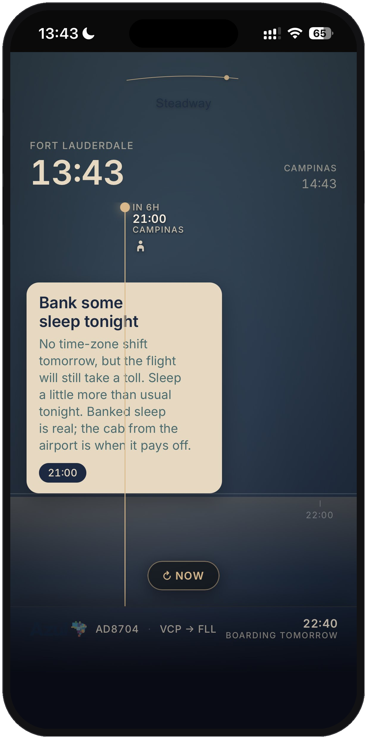 Rec card the night before — bank some sleep tonight